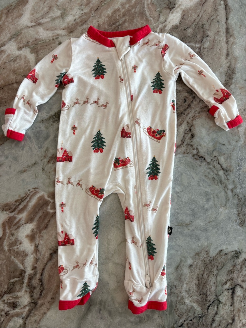 Kyte Baby Full Snug Zip Holiday Christmas Santa Bamboo One Piece Pajama 0-3M